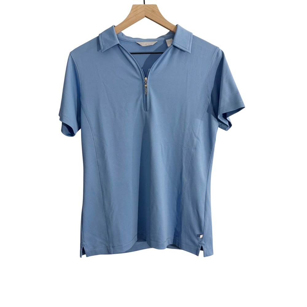 Callaway Quarter Zip Golf Polo Medium Blue Tennis Pickleball Preppy Sporty
